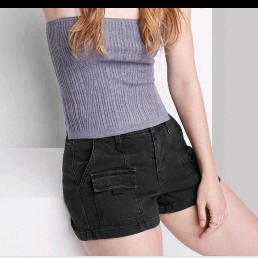 Wild Fable Women's Mid-Rise Shorts Black Wash